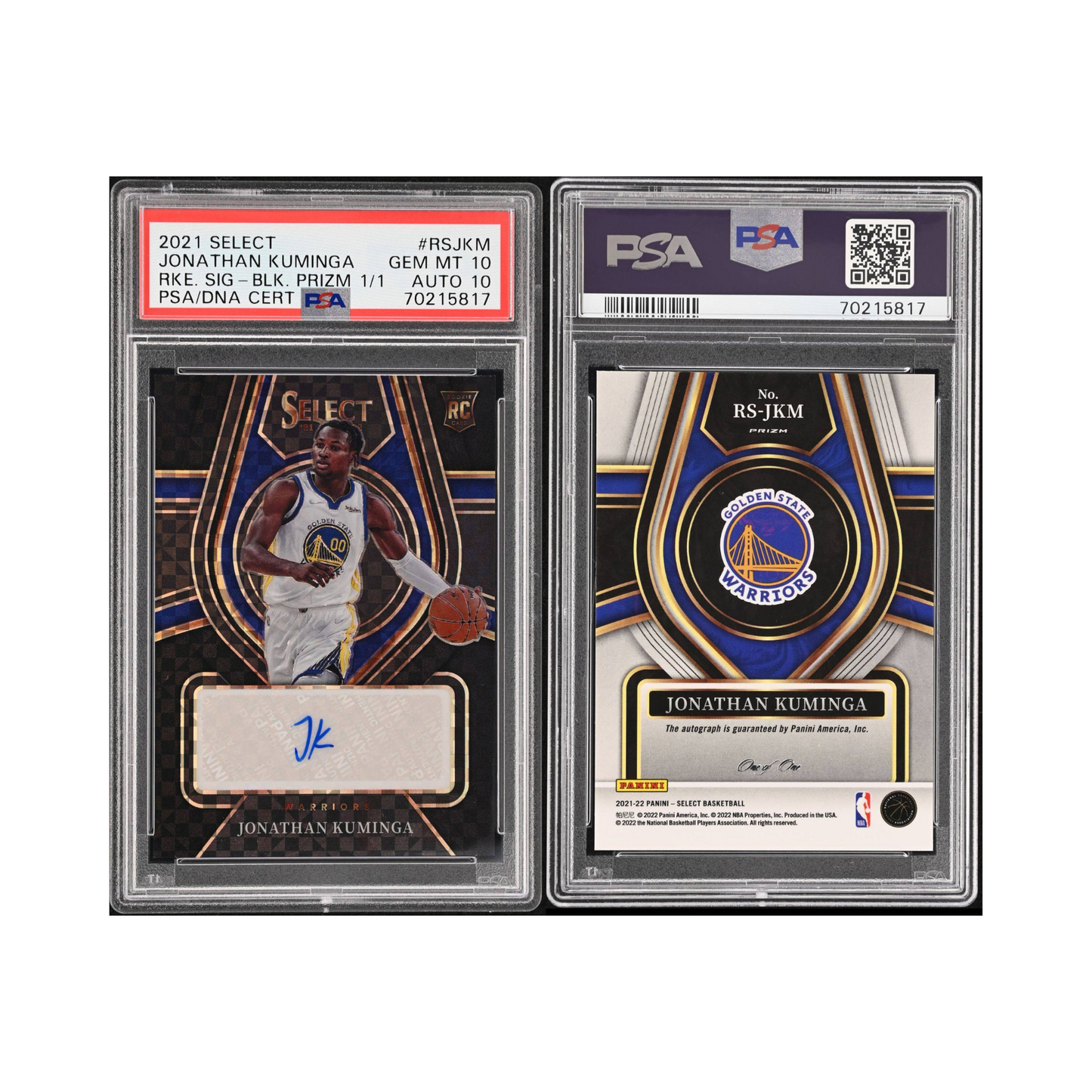 2021 Panini Select Jonathan Kuminga Rookie Signatures Black 1/1 PSA 10