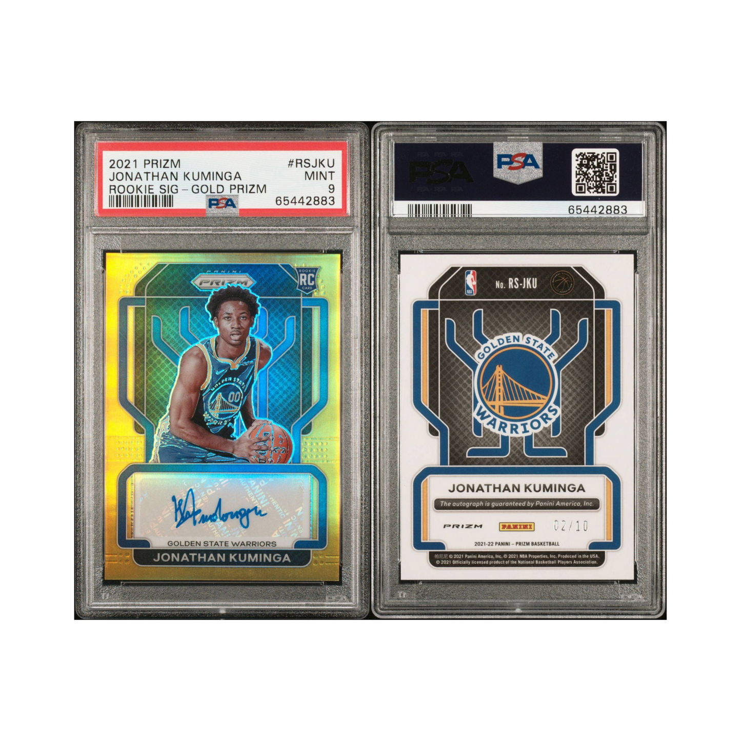 2021 Panini Prizm Jonathan Kuminga Rookie Signatures Gold PSA 9