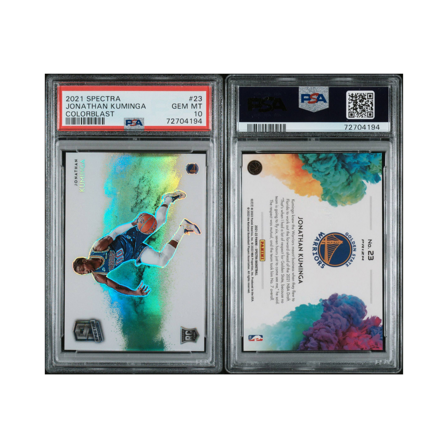 2021 Panini Spectra Jonathan Kuminga Colorblast RC PSA 10