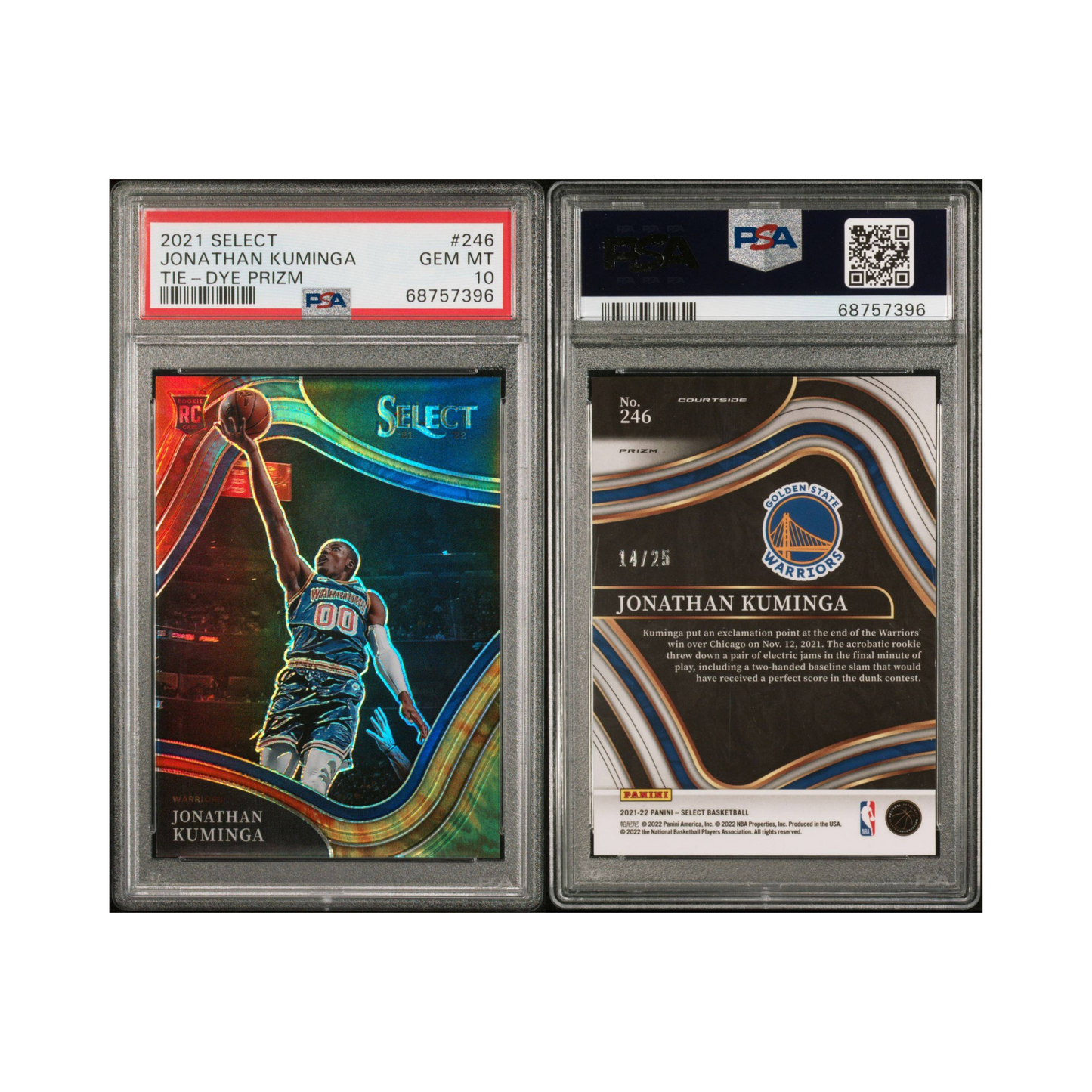 2021 Panini Select Jonathan Kuminga Courtside Tie-Dye Prizm RC PSA 10