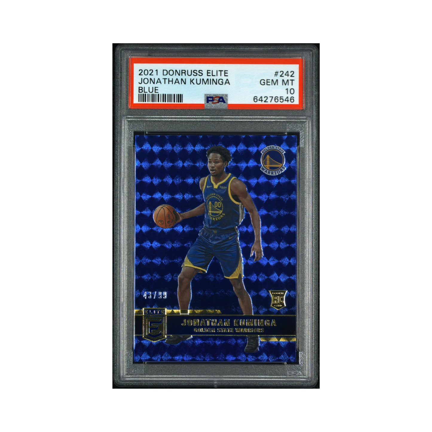 2021 Donruss Elite Jonathan Kuminga Blue /99 Color-Match RC PSA 10