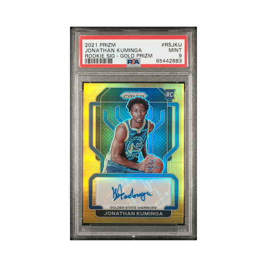 2021 Panini Prizm Jonathan Kuminga Rookie Signatures Gold PSA 9